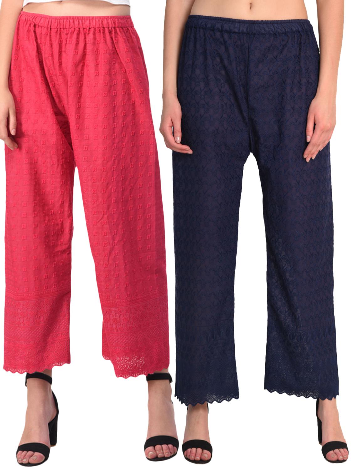 set of 2 chikankari straight palazzo - 15395528 - Zoom Image - 1