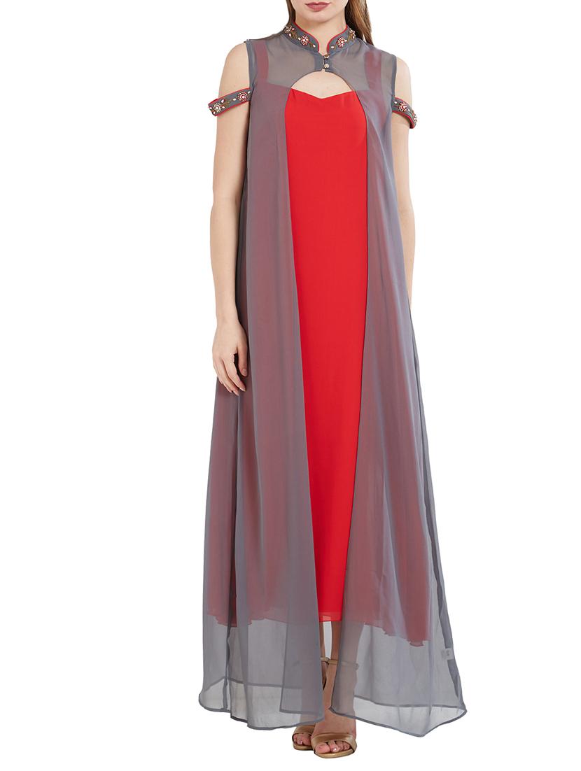 layered cold shoulder kurta - 15395644 - Zoom Image - 1