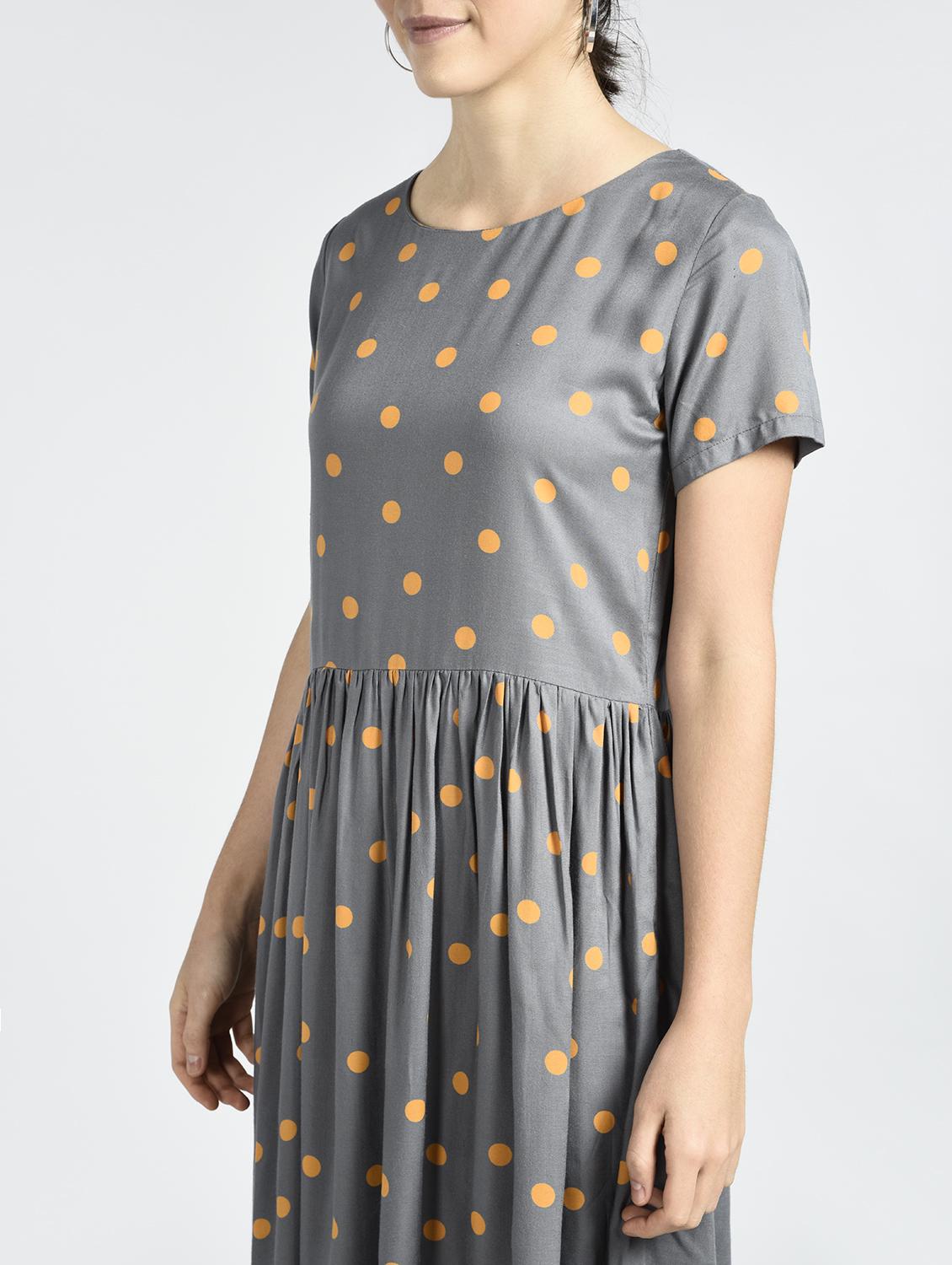 polka dotted gathered detail dress - 15396221 - Zoom Image - 2