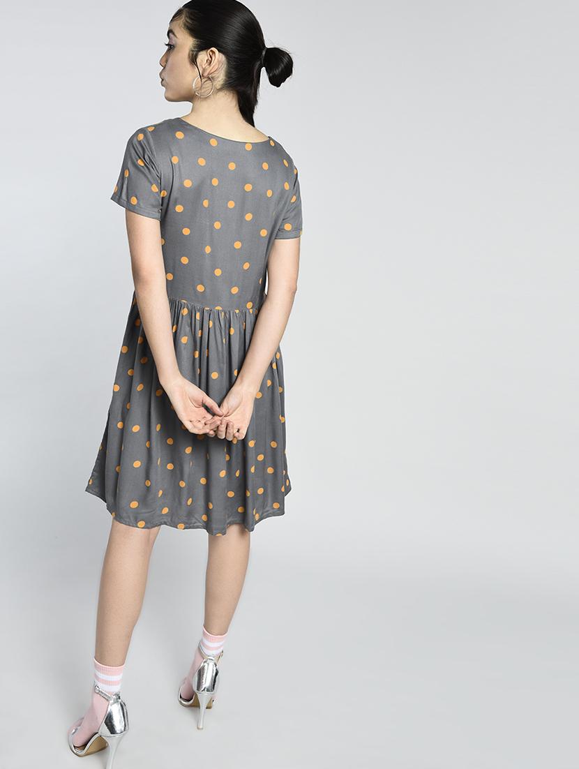 polka dotted gathered detail dress - 15396221 - Zoom Image - 3
