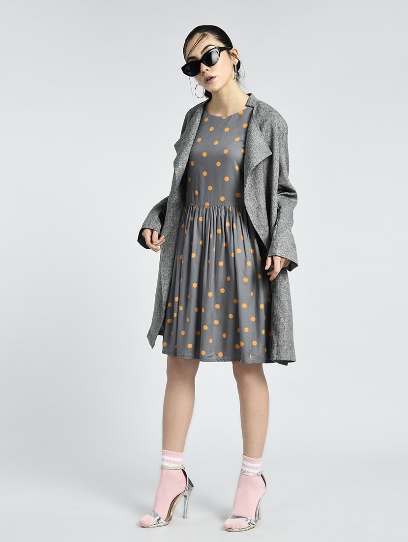polka dotted gathered detail dress - 15396221 - Zoom Image - 4