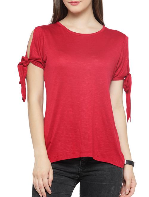 side tie up sleeved top - 15397143 - Standard Image - 1