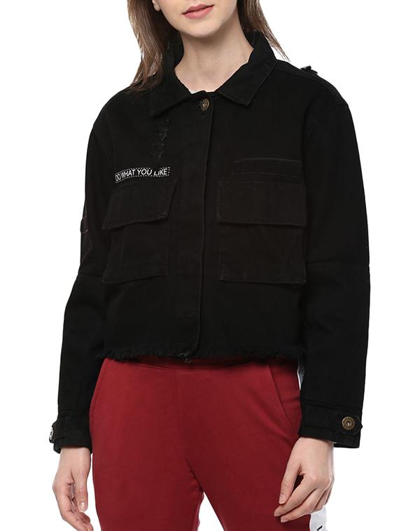 printed back frayed jacket - 15397333 - Zoom Image - 1