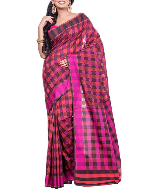 polka dots jacquard woven saree with blouse - 15398256 - Standard Image - 1