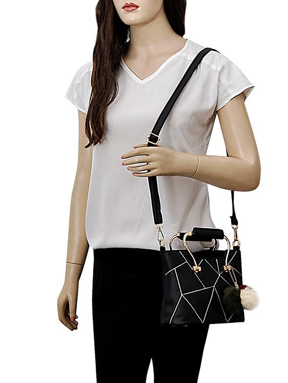 black leatherette (pu) regular sling bag - 15398875 - Zoom Image - 5