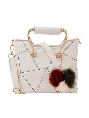 white leatherette (pu) regular sling bag - 15398876 - Standard Image - 4