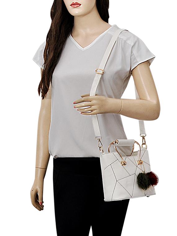 white leatherette (pu) regular sling bag - 15398876 - Zoom Image - 5