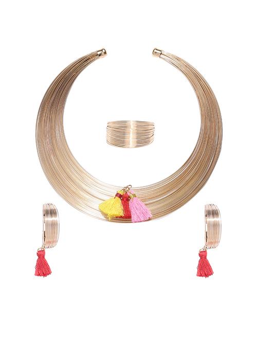 Gold Tone Necklace, Ring & Earrings Set - 15399013 - Standard Image - 1