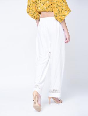 crochet detail straight palazzo - 15399041 - Standard Image - 3