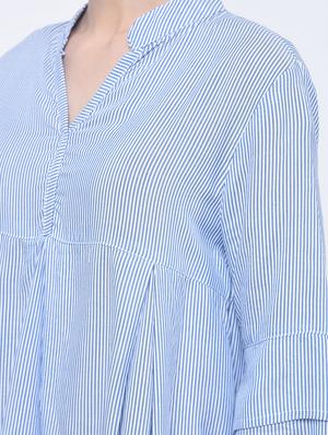 layered sleeve pleated striped top - 15399062 - Standard Image - 5