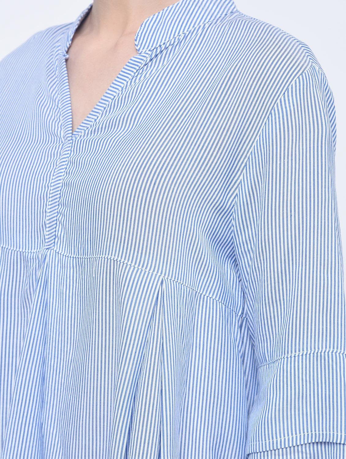 layered sleeve pleated striped top - 15399062 - Zoom Image - 5