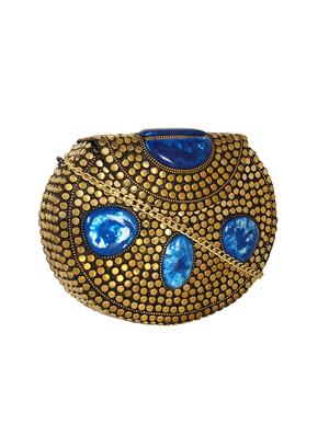 gold metal box clutch - 15399324 - Standard Image - 5