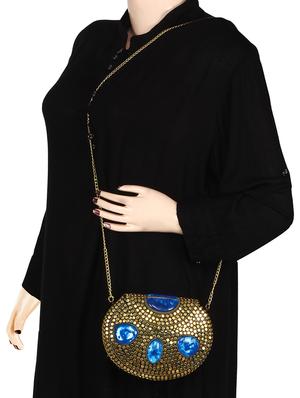 gold metal box clutch - 15399324 - Standard Image - 6