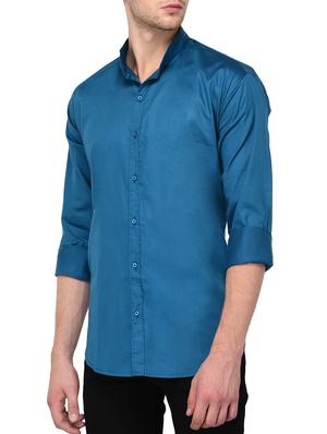 blue cotton casual shirt - 15399379 - Standard Image - 2