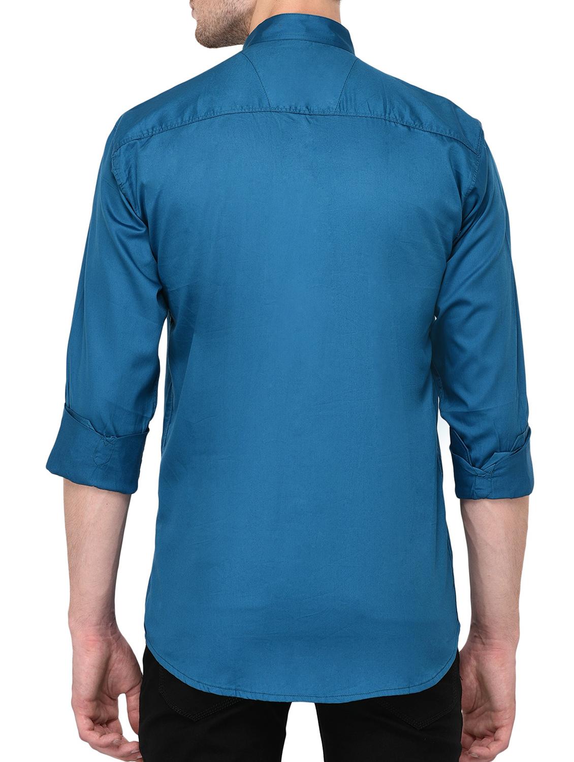 blue cotton casual shirt - 15399379 - Zoom Image - 3