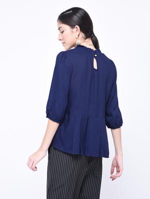 embroidered pleated asymmetric top - 15399490 - Standard Image - 3