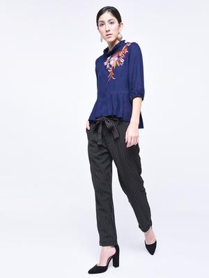 embroidered pleated asymmetric top - 15399490 - Standard Image - 4