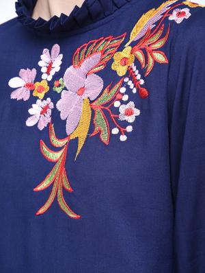 embroidered pleated asymmetric top - 15399490 - Standard Image - 5