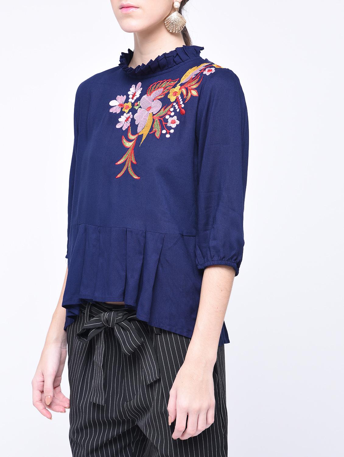 embroidered pleated asymmetric top - 15399490 - Zoom Image - 2