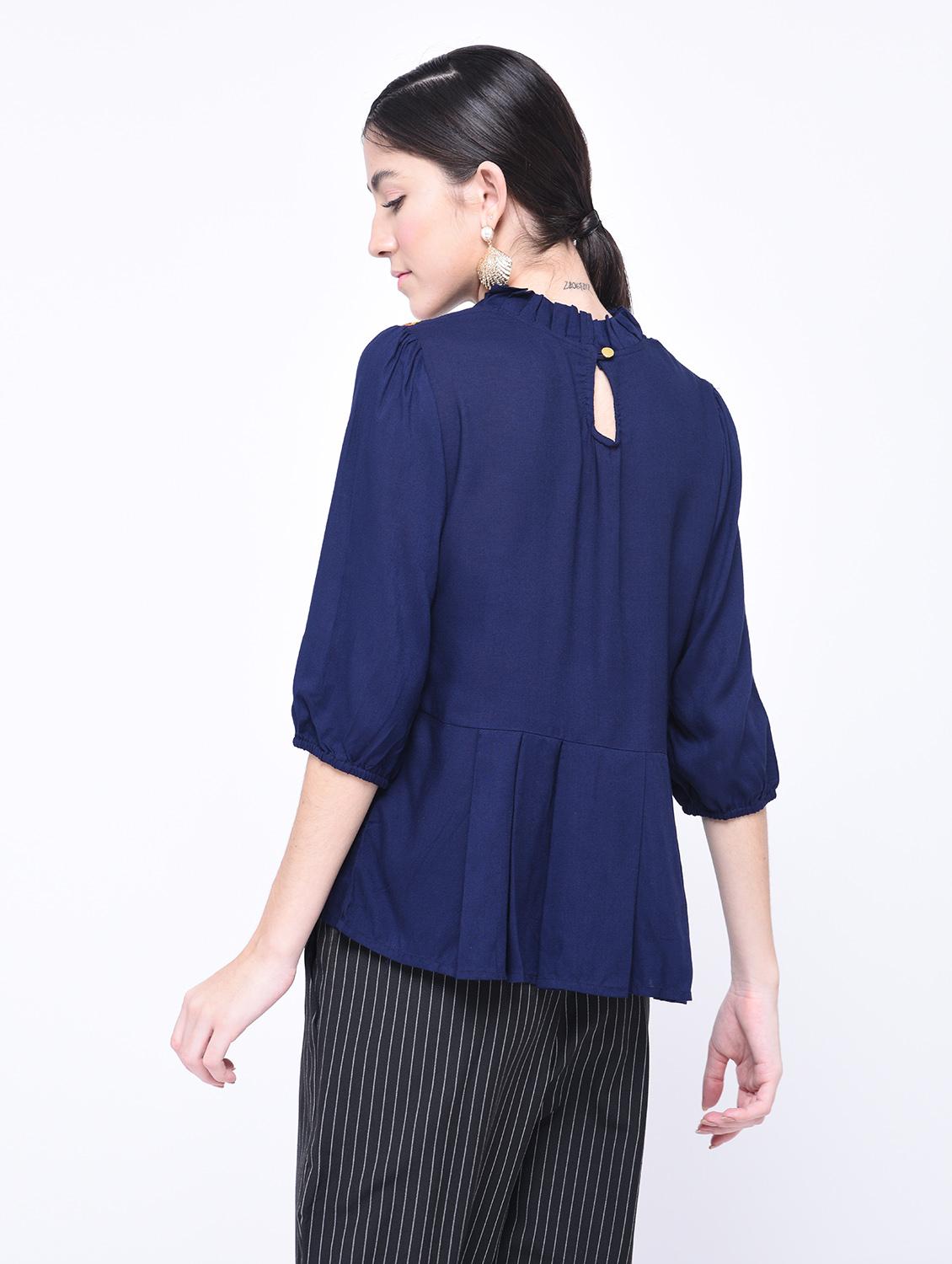 embroidered pleated asymmetric top - 15399490 - Zoom Image - 3