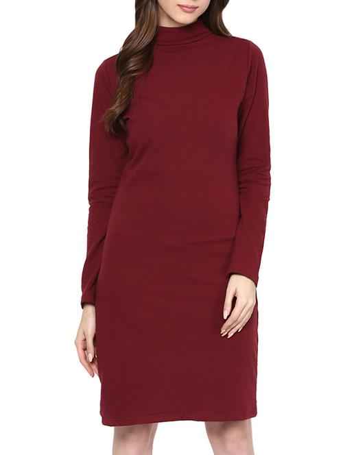 back slit turtle neck dress - 15400241 - Very Small Image - 1