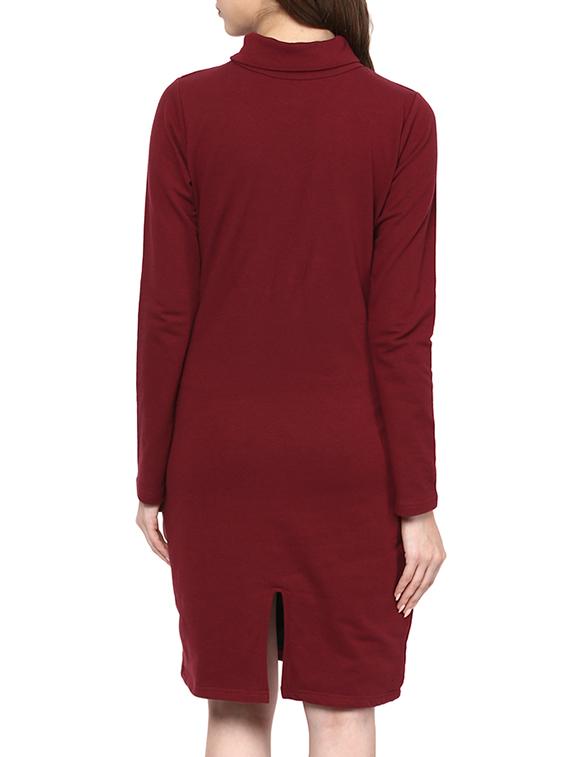 back slit turtle neck dress - 15400241 - Zoom Image - 3