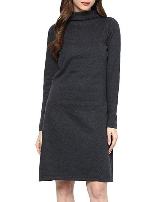 back slit turtle neck sheath dress - 15400242 - Standard Image - 1
