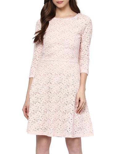 Lacy solid a-line dress - 15400256 - Very Small Image - 1