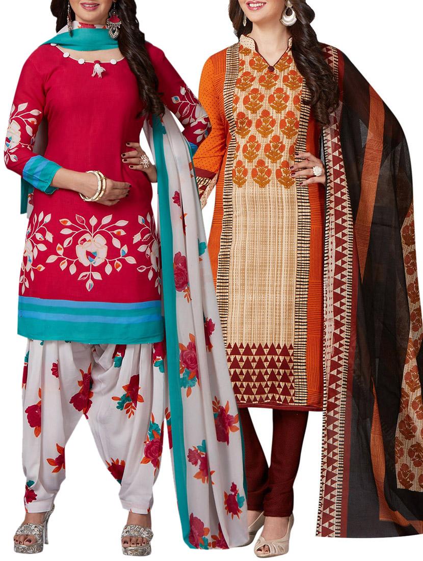 Printed unstitched combo suit - 15400807 - Zoom Image - 1