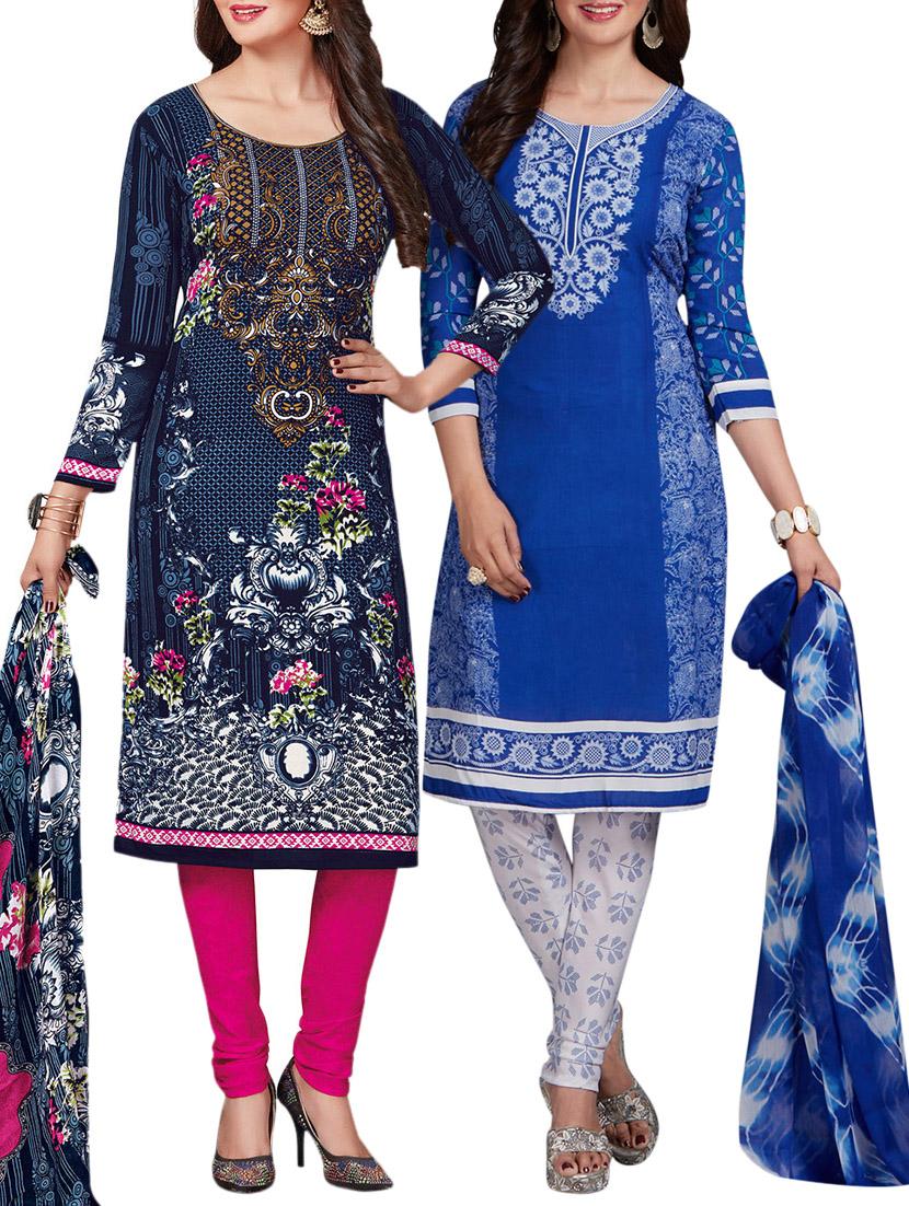 Printed unstitched combo suit - 15400907 - Zoom Image - 1
