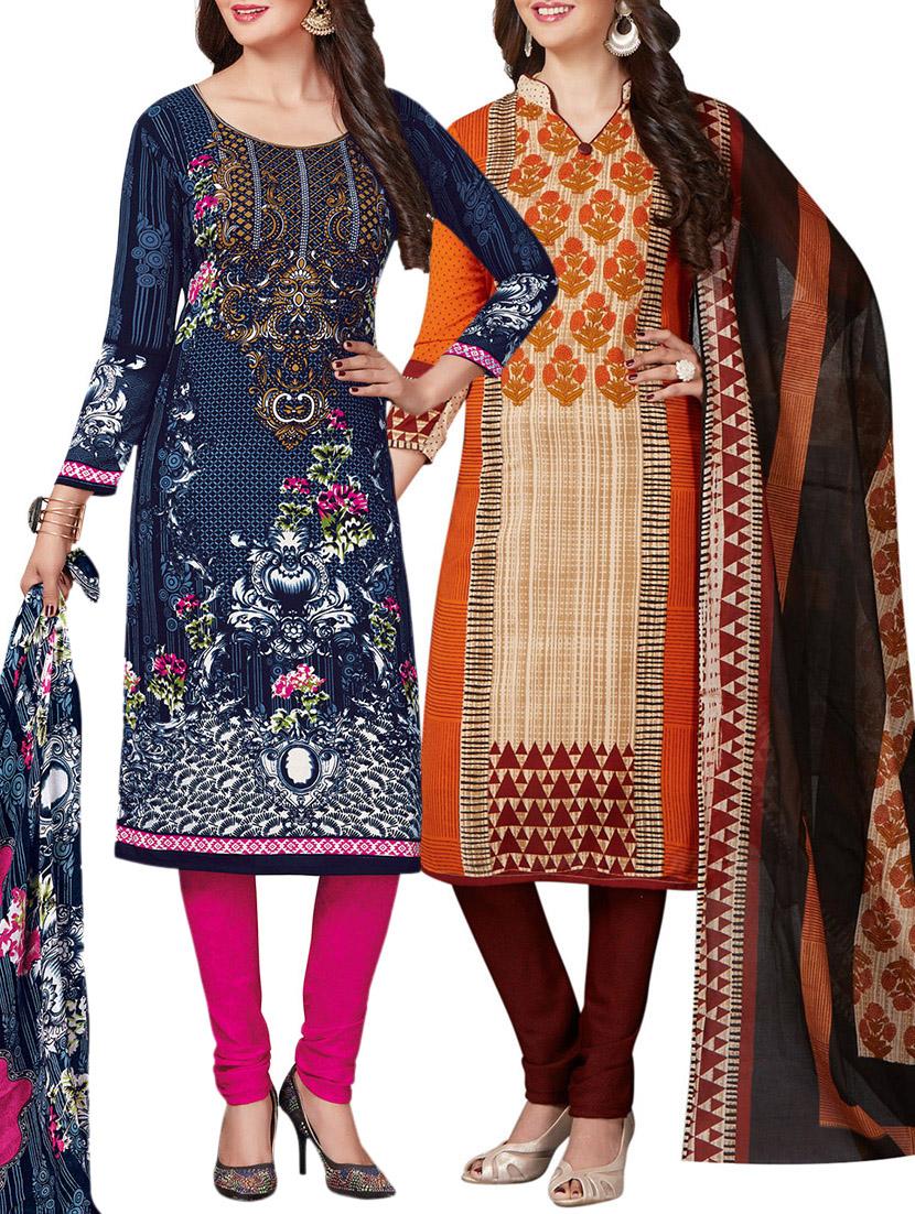 Printed unstitched combo suit - 15400916 - Zoom Image - 1