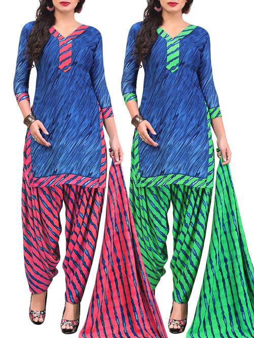 Printed unstitched combo suit - 15400952 - Standard Image - 1