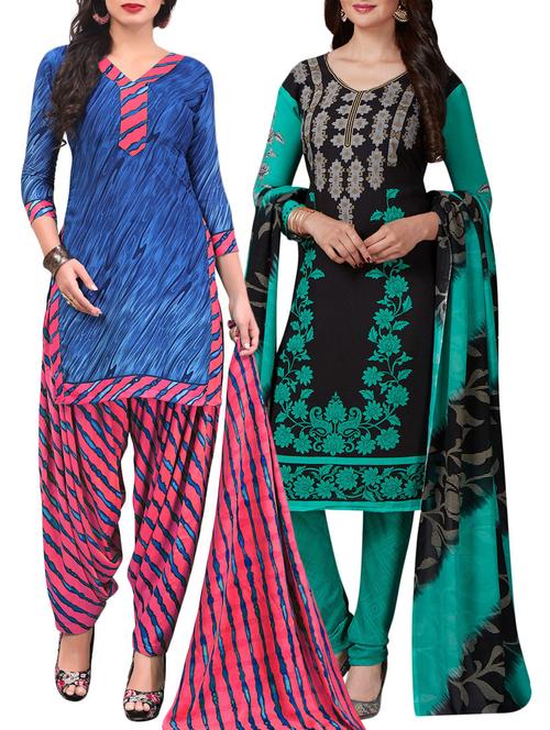 Printed unstitched combo suit - 15400954 - Standard Image - 1