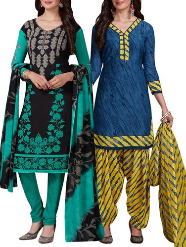 Printed unstitched combo suit - 15400962 - Very Small Image - 1