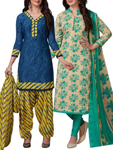 Printed unstitched combo suit - 15400965 - Very Small Image - 1