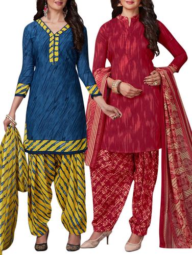 Printed unstitched combo suit - 15400972 - Very Small Image - 1