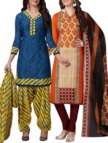 Printed unstitched combo suit - 15400973 - Very Small Image - 1