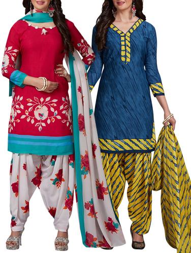 Printed unstitched combo suit - 15400975 - Very Small Image - 1