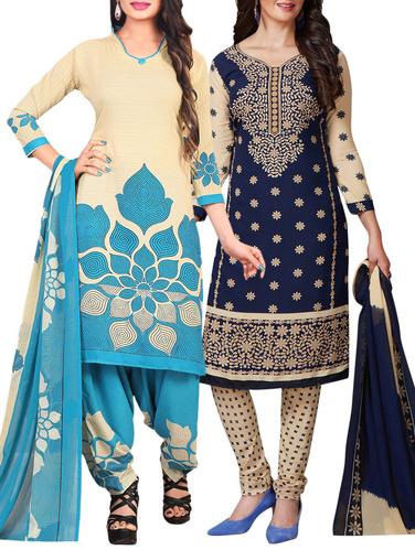 Printed unstitched combo suit - 15400987 - Very Small Image - 1