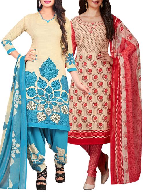Printed unstitched combo suit - 15401001 - Standard Image - 1