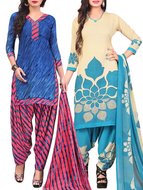 multi synthetic suit combos unstitched - 15401007 - Standard Image - 1