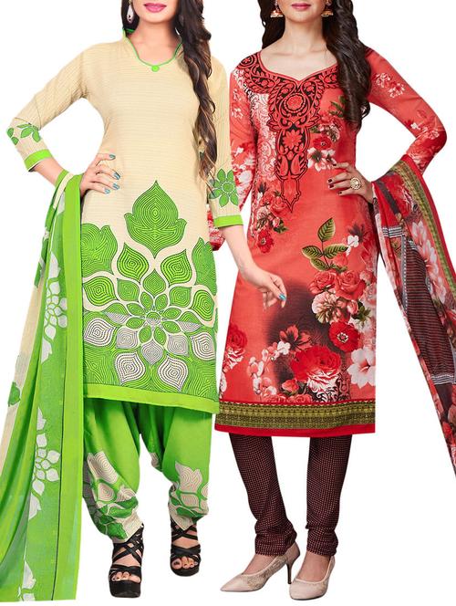 multi synthetic suit combos unstitched - 15401027 - Standard Image - 1