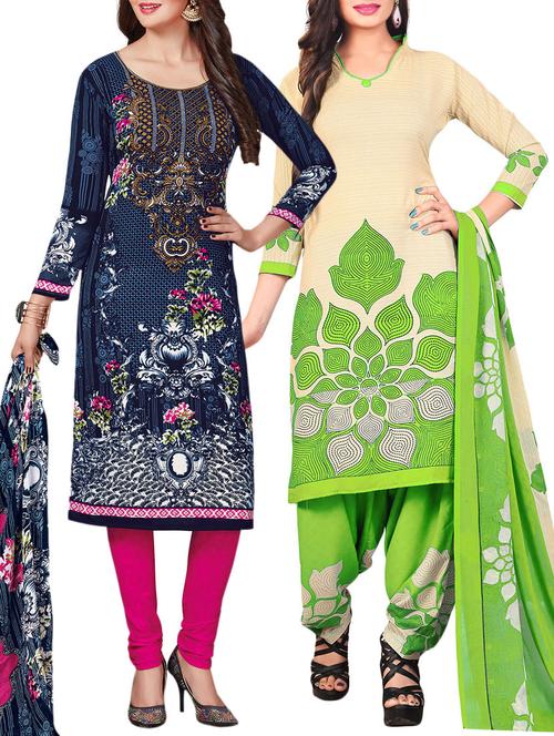 multi synthetic suit combos unstitched - 15401029 - Standard Image - 1