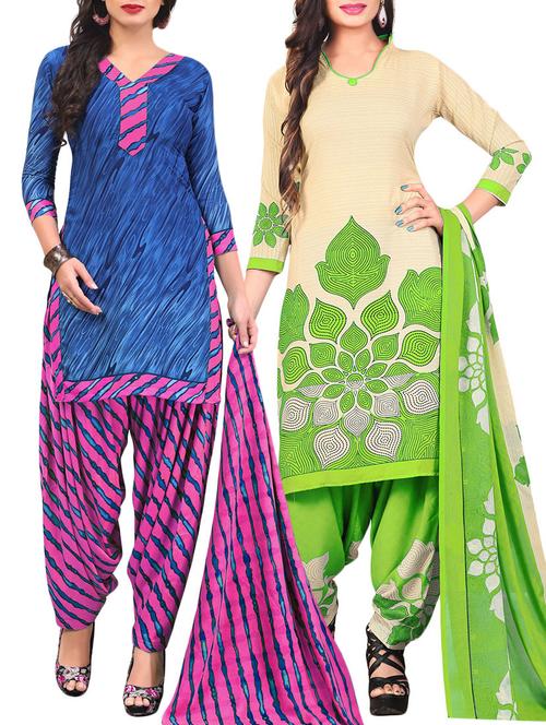 multi synthetic suit combos unstitched - 15401034 - Standard Image - 1