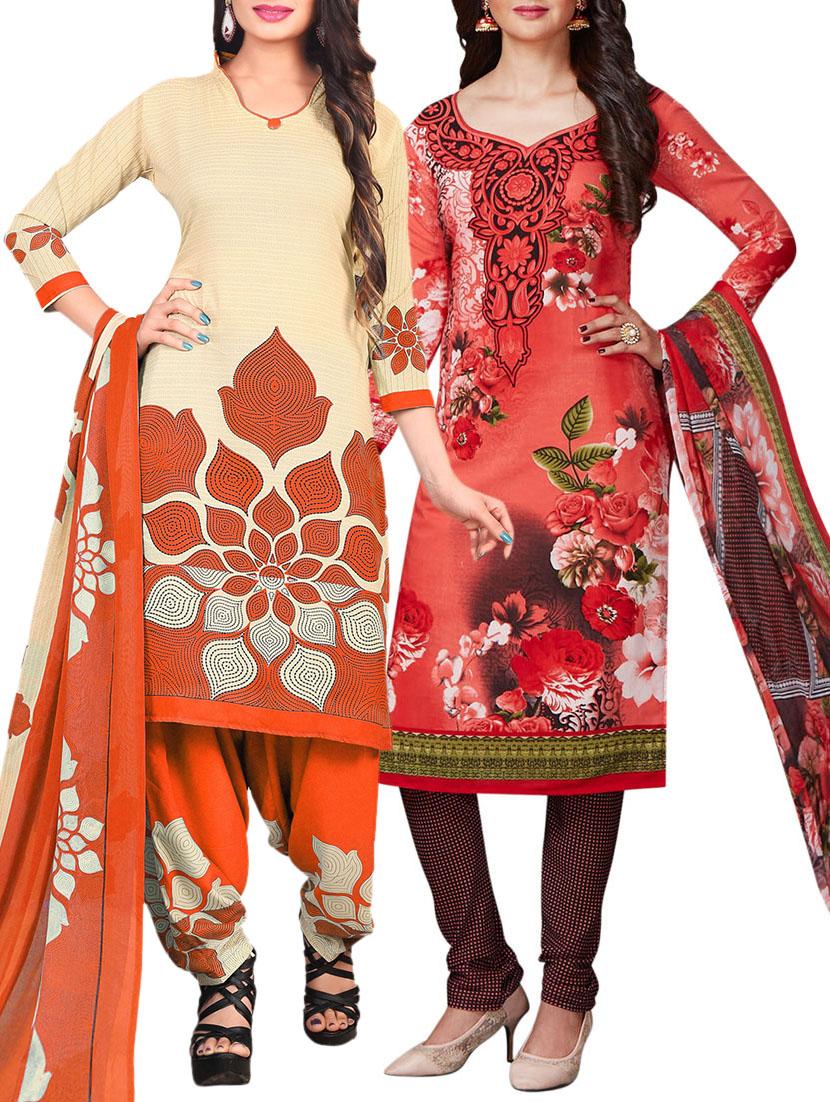 Printed unstitched combo suit - 15401054 - Zoom Image - 1
