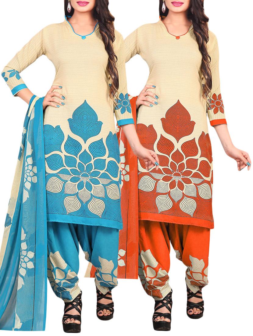 Printed unstitched combo suit - 15401062 - Zoom Image - 1