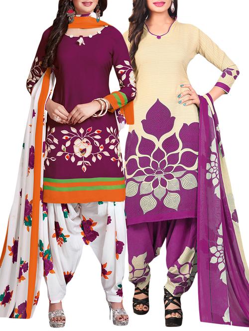 Printed unstitched combo suit - 15401079 - Standard Image - 1