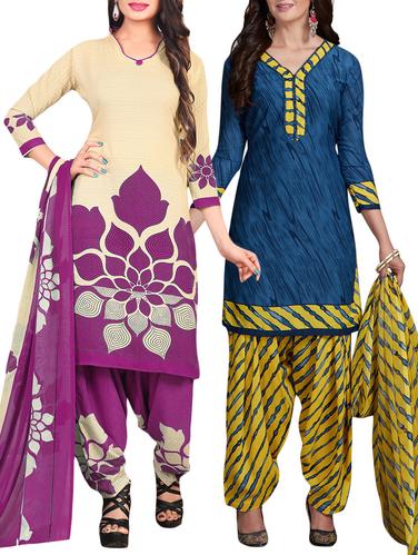 Printed unstitched combo suit - 15401088 - Very Small Image - 1