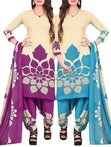 Printed unstitched combo suit - 15401089 - Very Small Image - 1