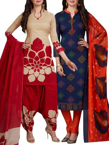 Printed unstitched combo suit - 15401098 - Very Small Image - 1